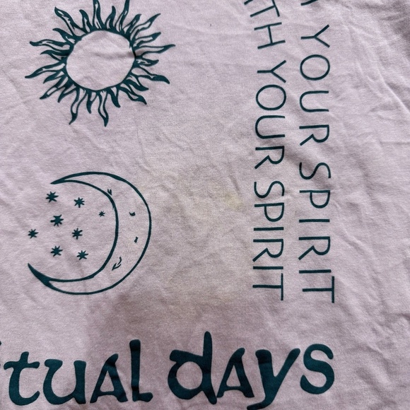 Pull & Bear Spiritual Days T-Shirt | Sun & Moon Graphic Tee – Small - Picture 5 of 7